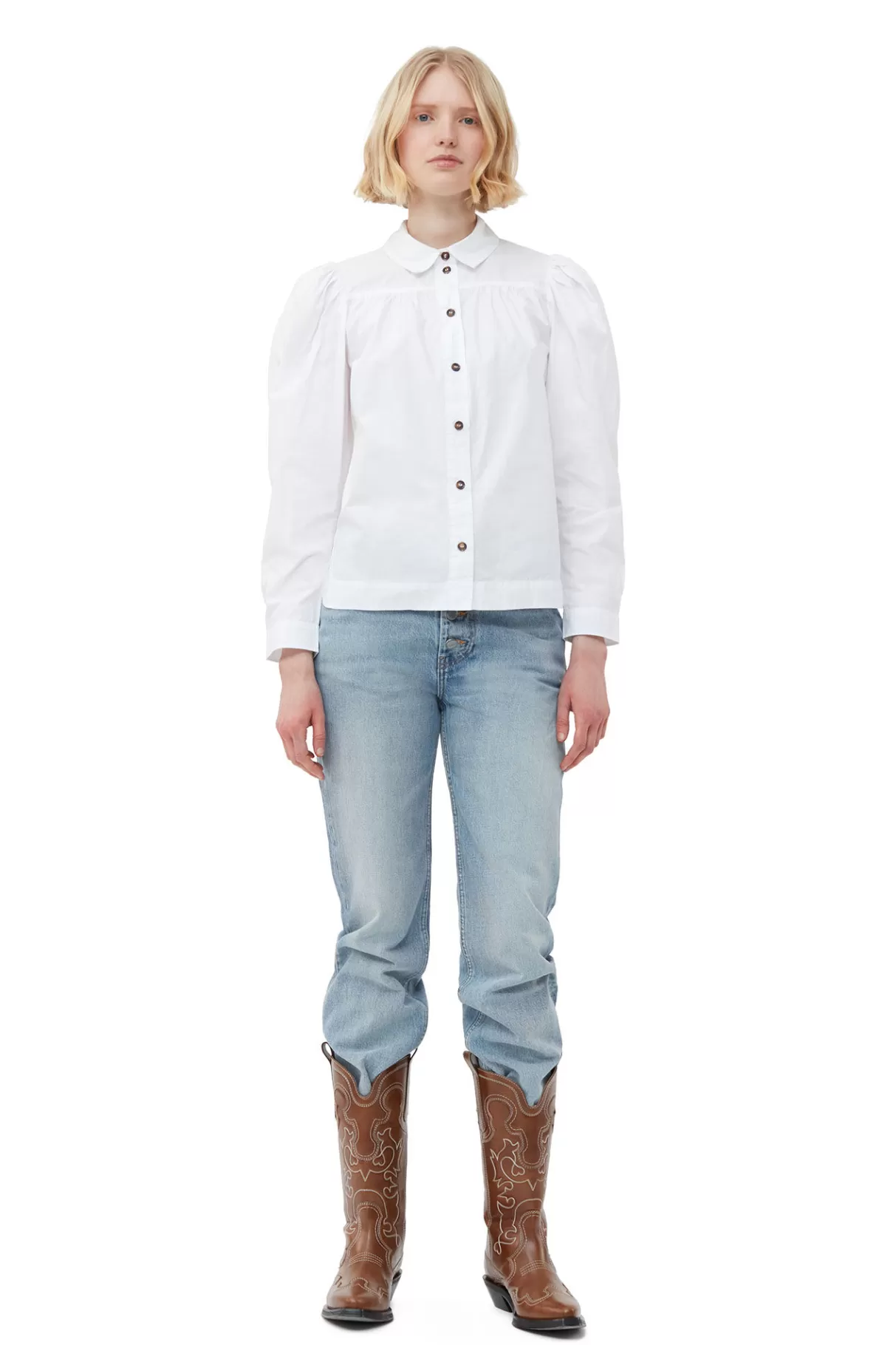 GANNI Tops<Poplin-Hemd Aus Cotton Bright White