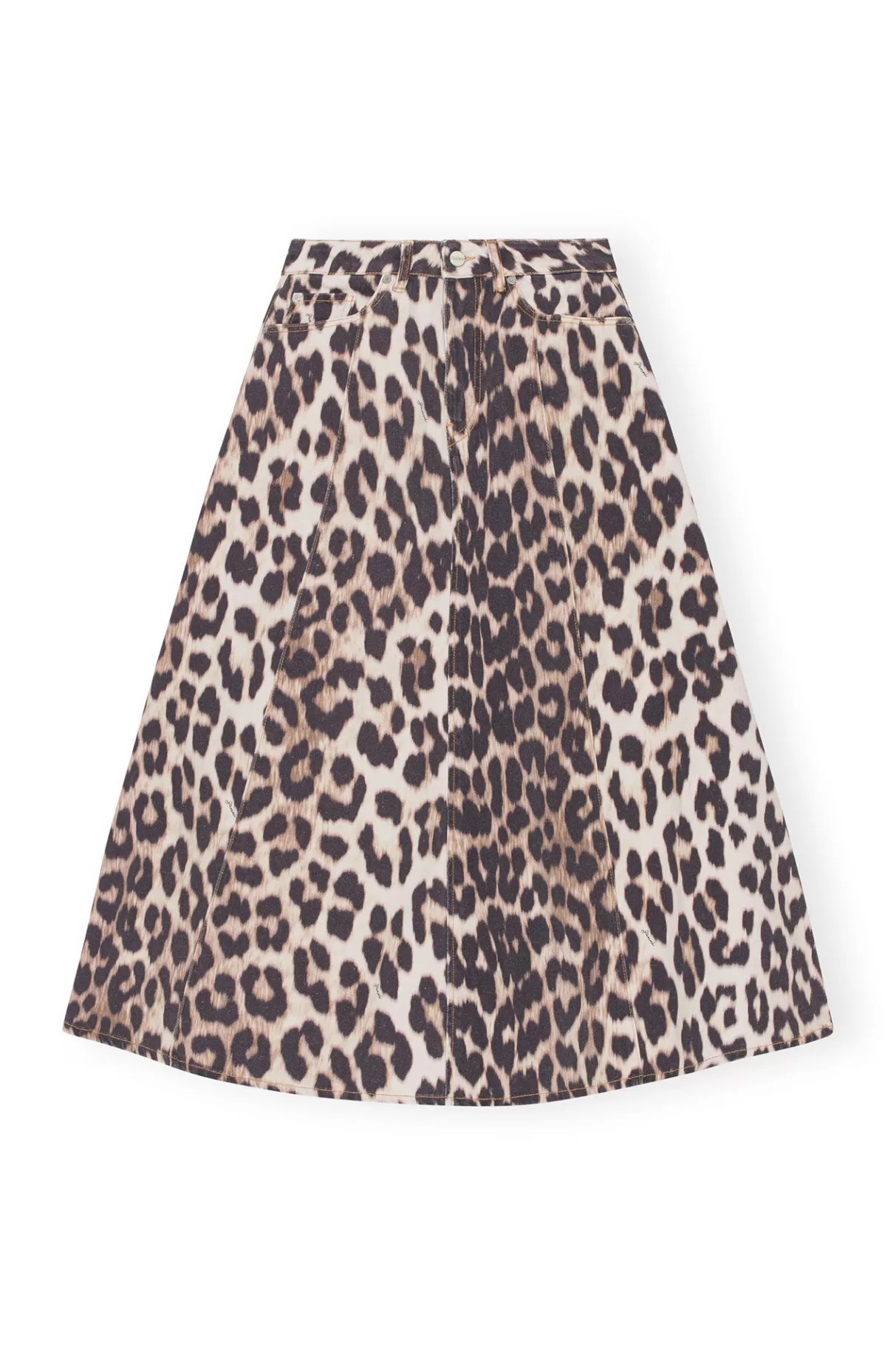 GANNI Röcke<Print Denim High Waist A-Line Skirt Big Leopard Almond Milk