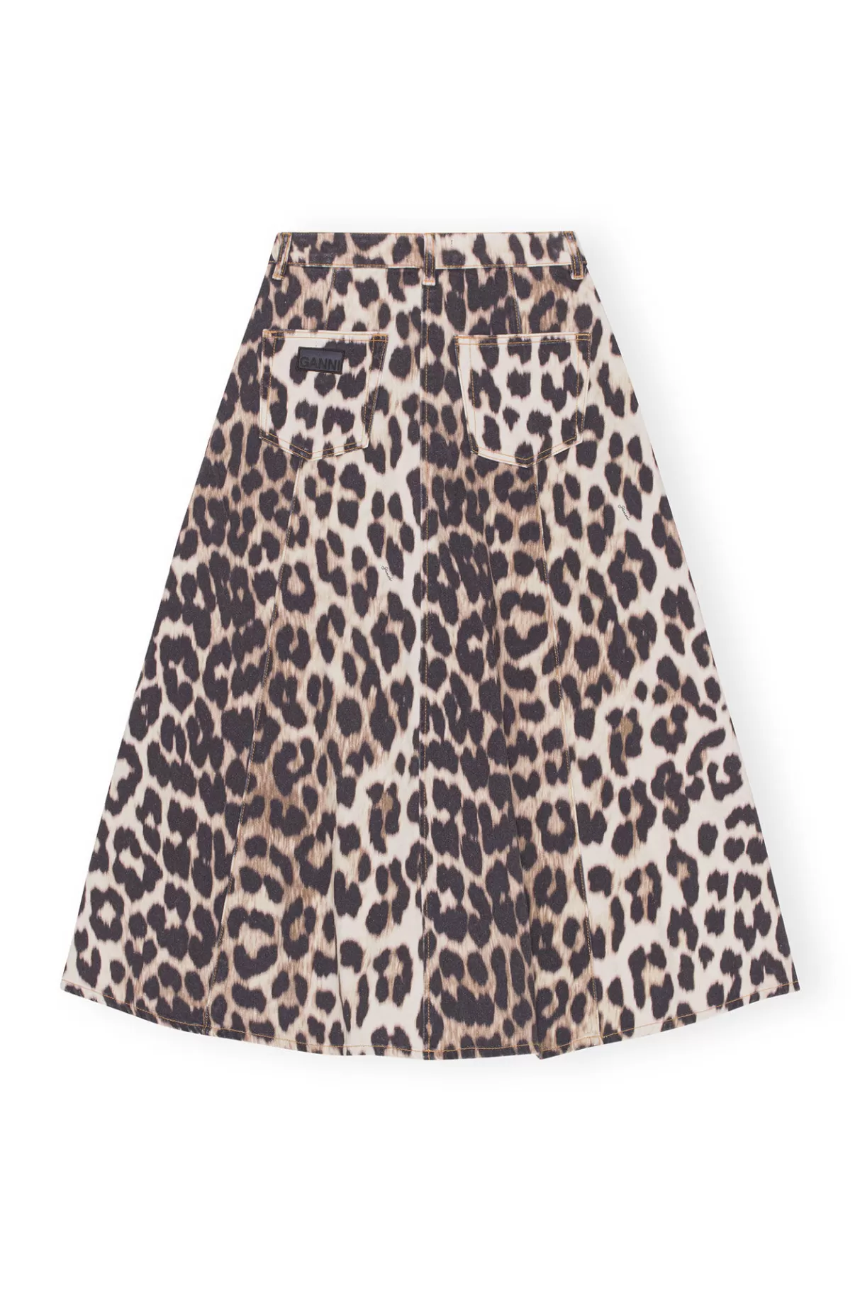 GANNI Röcke<Print Denim High Waist A-Line Skirt Big Leopard Almond Milk