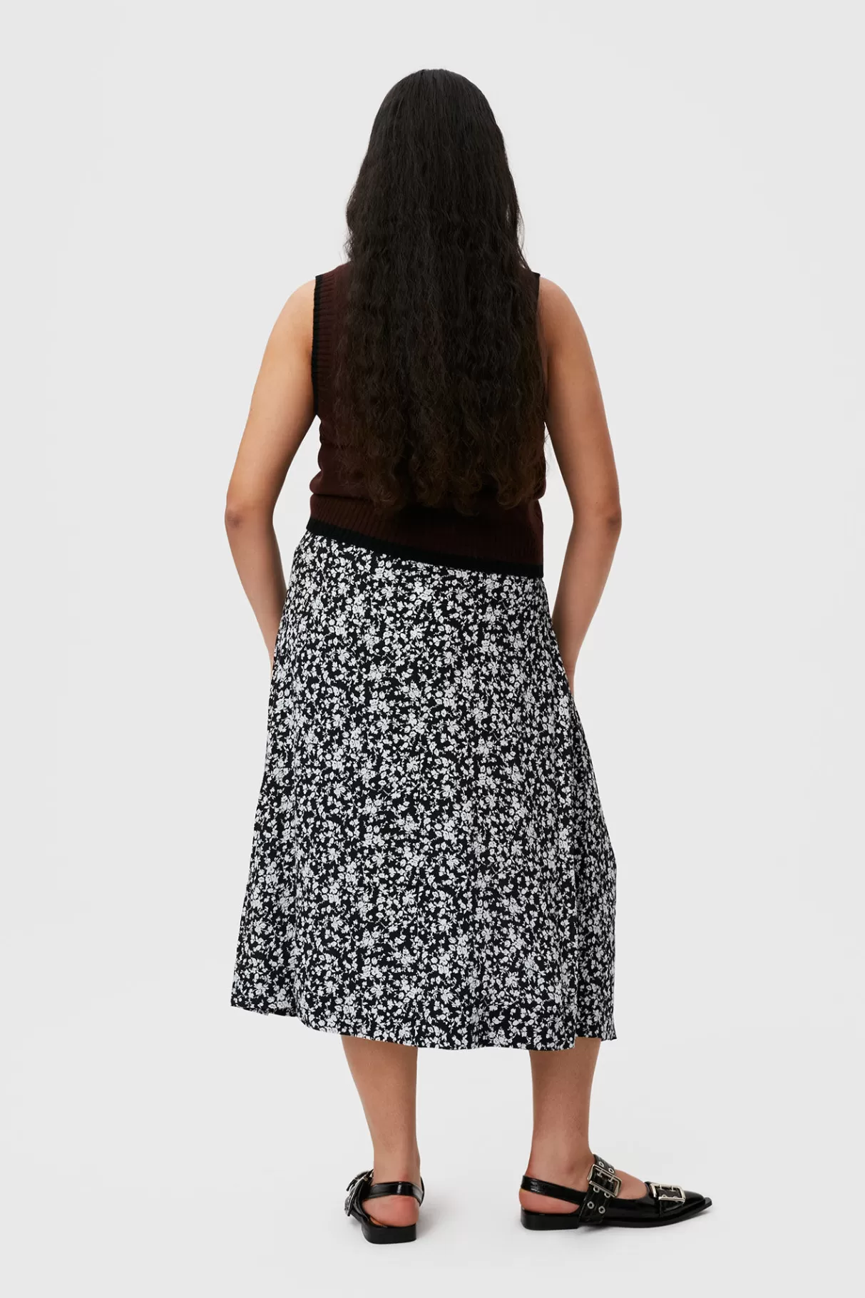 GANNI Röcke<Printed Crepe Wrap Skirt Black