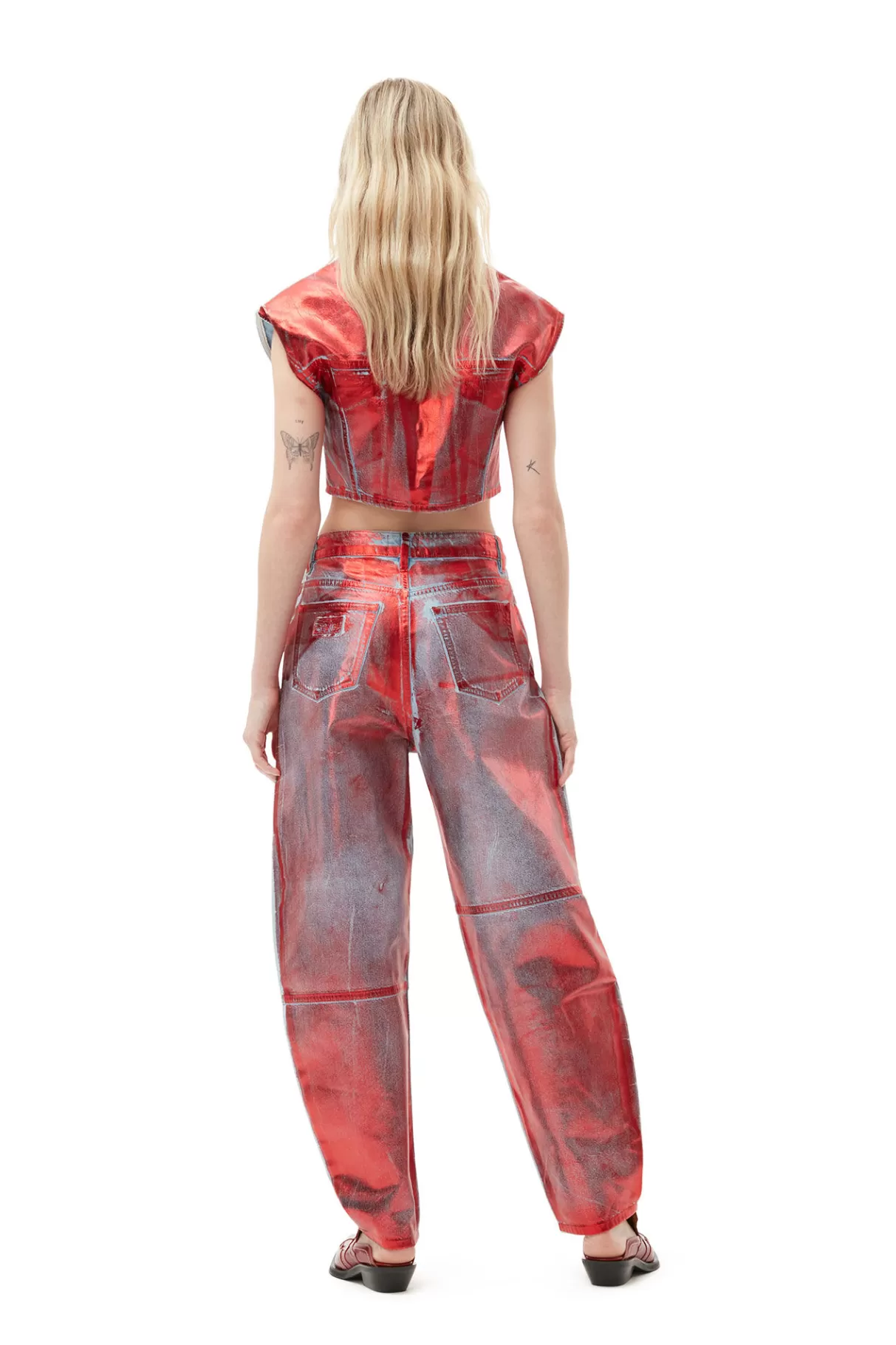 GANNI Hosen<Rote Foil-Stary-Jeans Red Alert