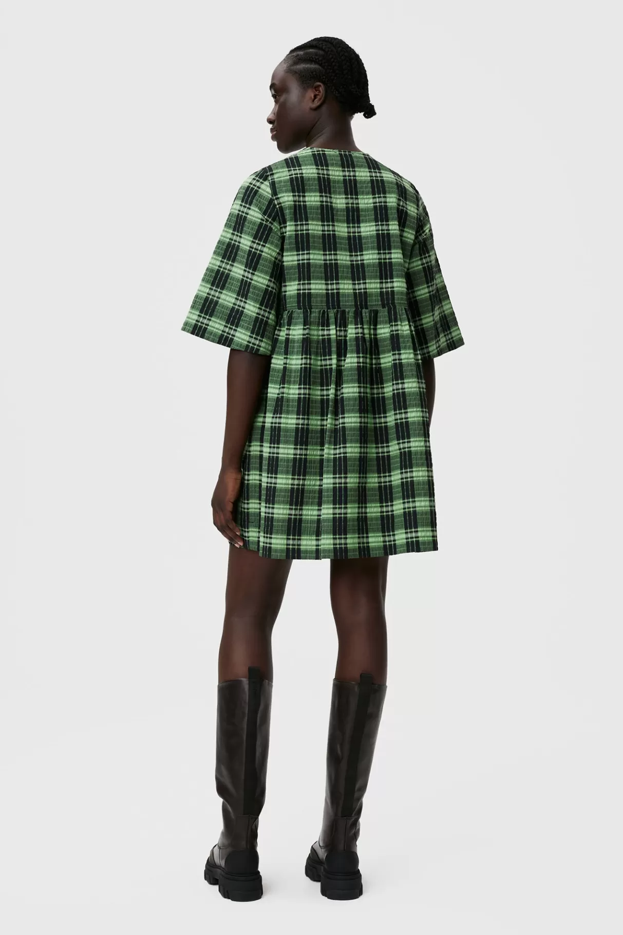 GANNI Kleider<Seersucker Check Ribbon Mini Dress Peapod