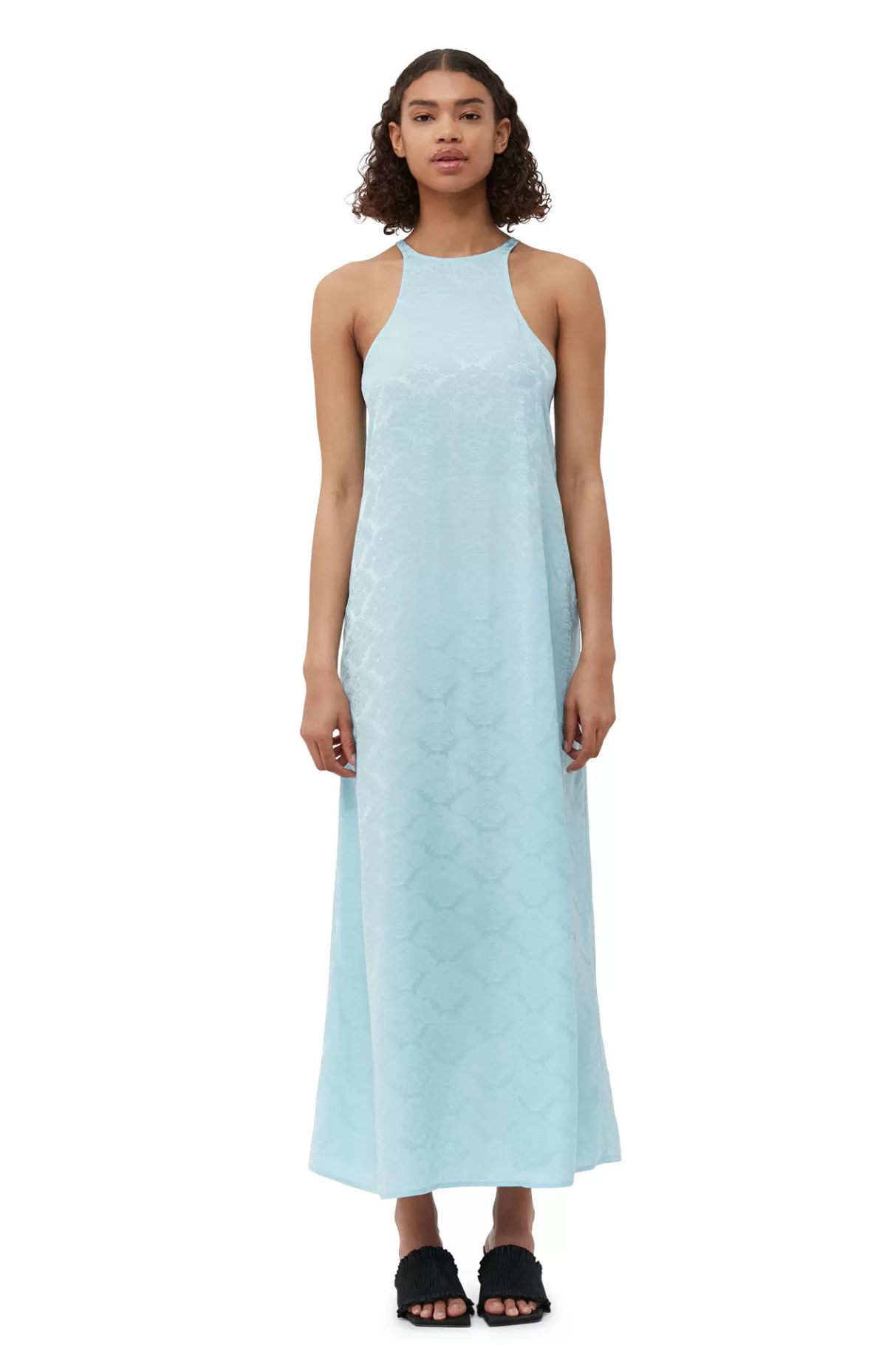 GANNI Kleider<Slip-Kleid Aus Viscose-Jacquard Corydalis Blue