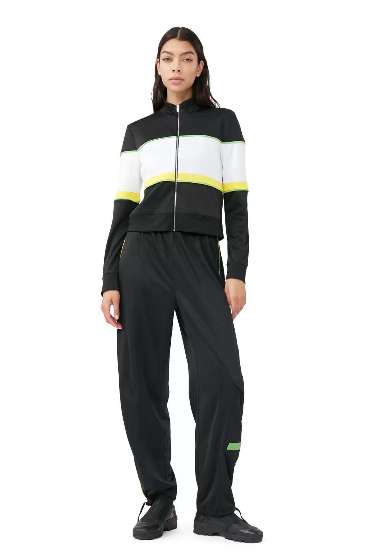 GANNI Tops<Sportliche Jersey-Trainingsjacke Black