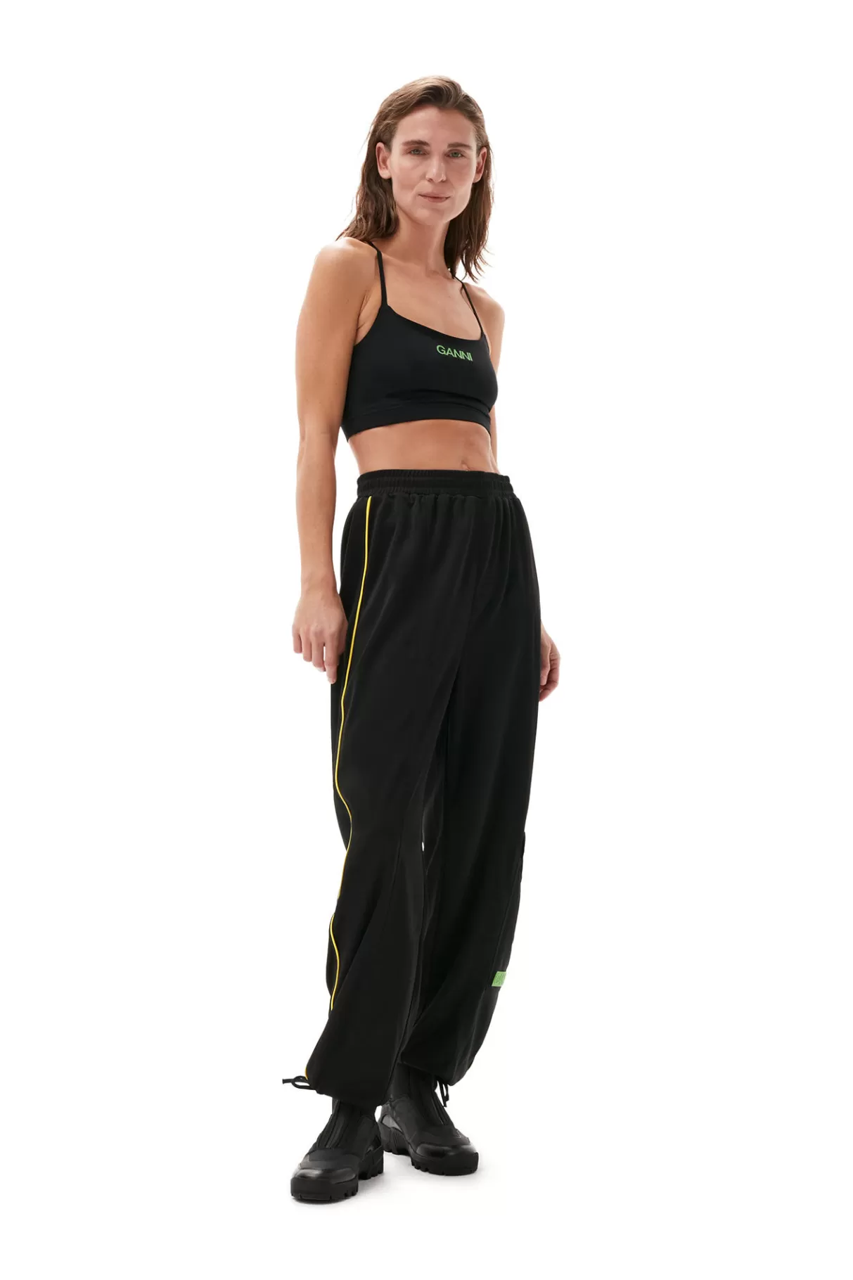 GANNI Hosen<Sportliche, Lockere Jersey-Hose Black