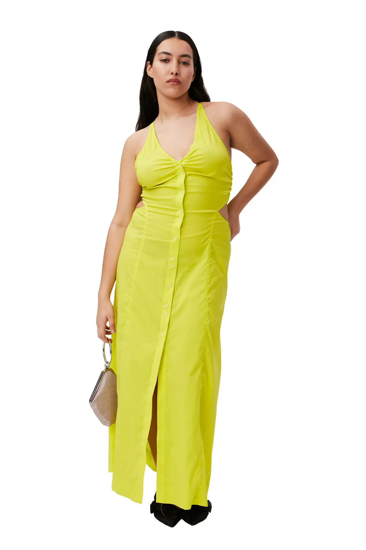 GANNI Kleider<Stretch Cotton Maxi Dress Sulphur Spring