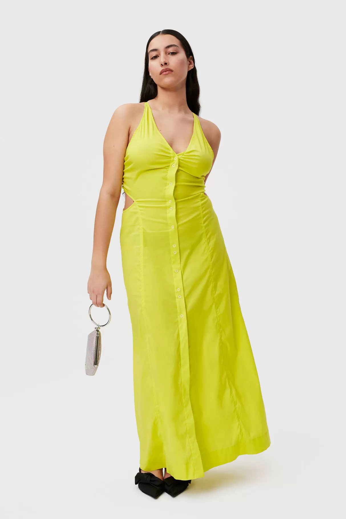 GANNI Kleider<Stretch Cotton Maxi Dress Sulphur Spring