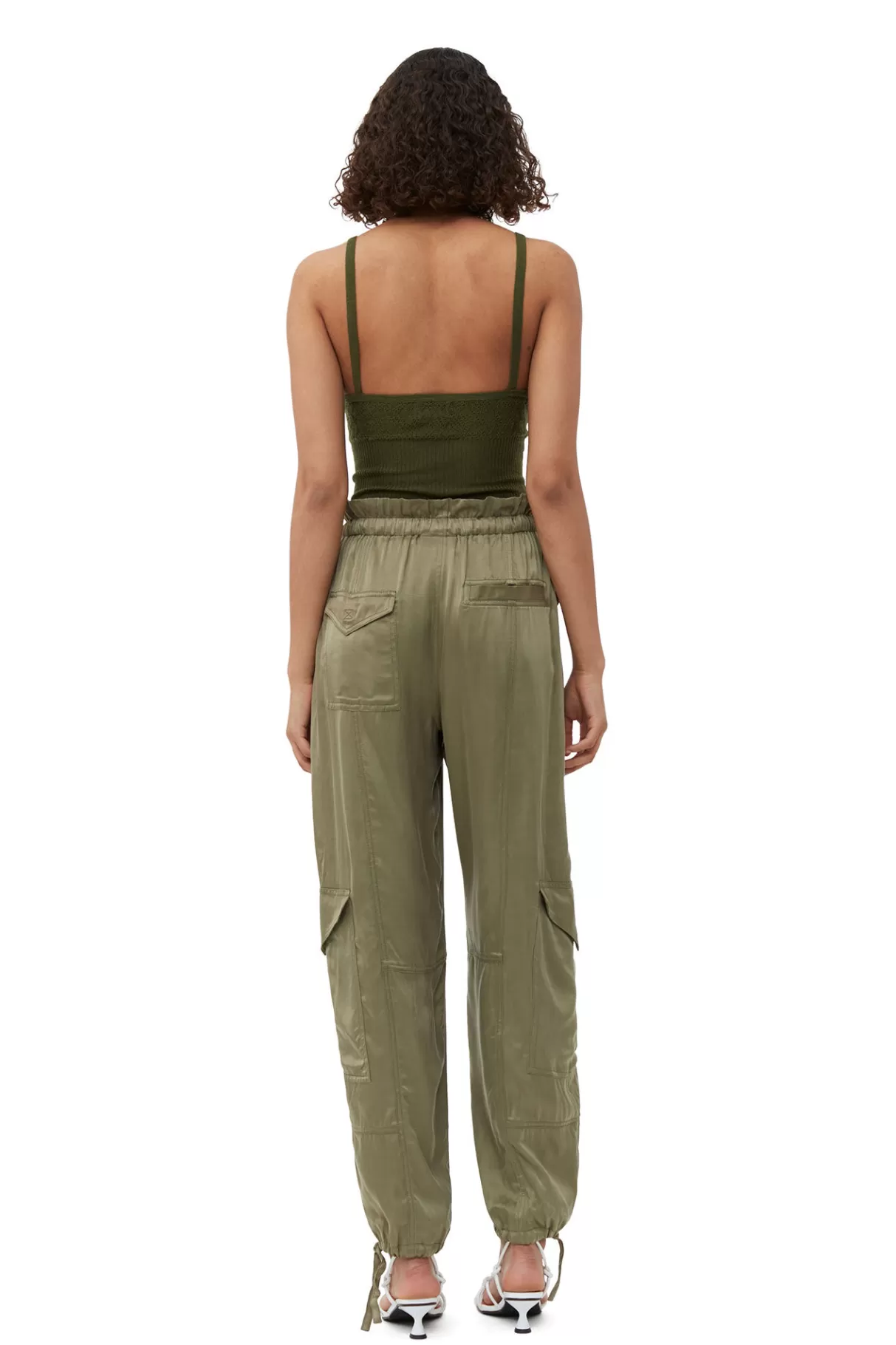 GANNI Hosen<Washed-Satin-Hose Aloe