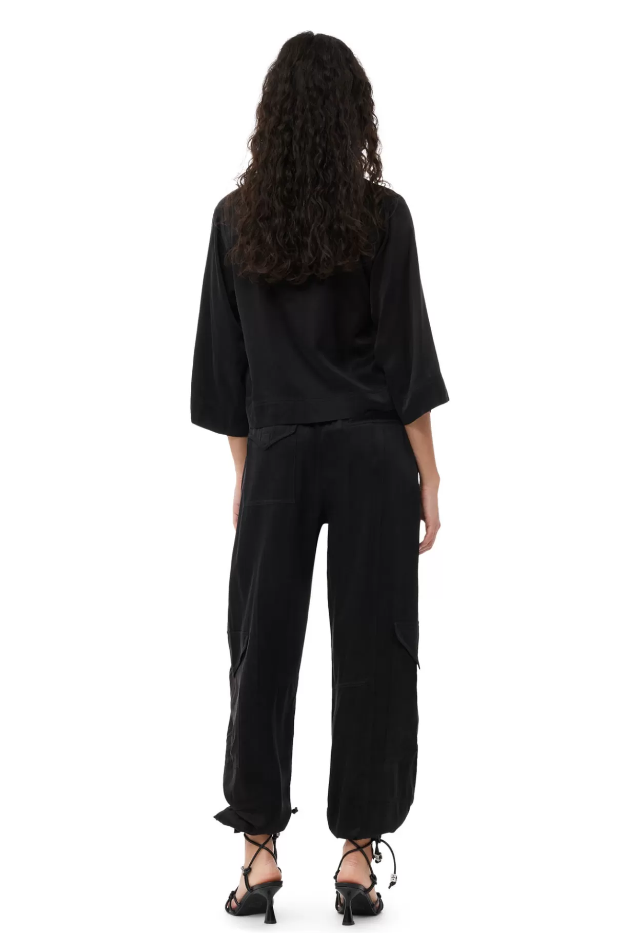 GANNI Hosen<Washed-Satin-Hose Black