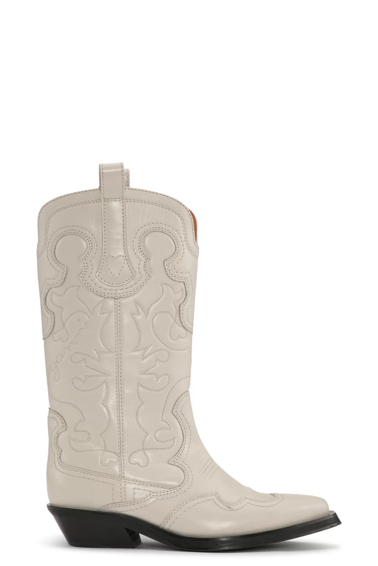 GANNI Stiefel<Weis Bestickte, Mittelhohe Westernstiefel Egret