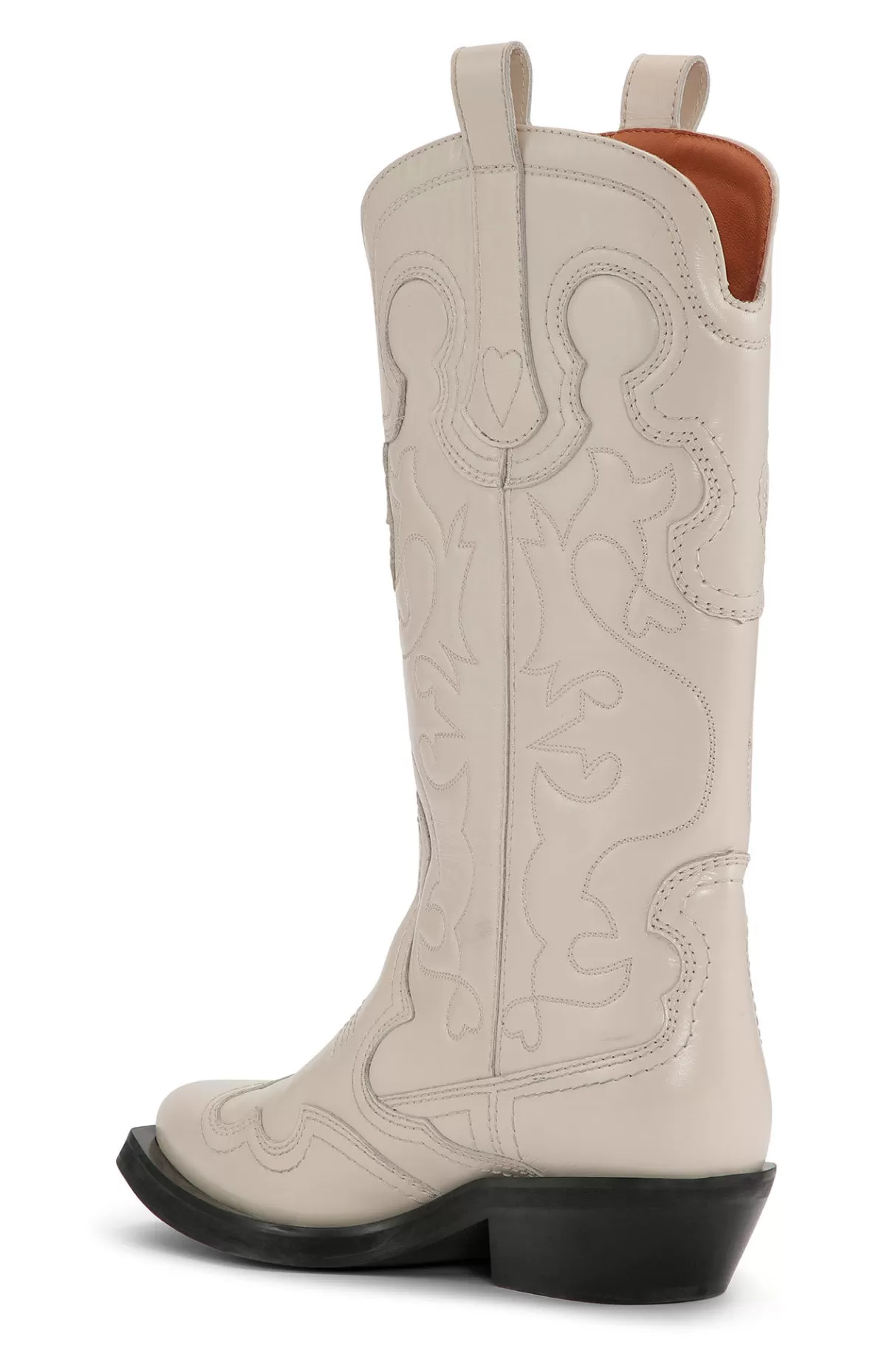 GANNI Stiefel<Weis Bestickte, Mittelhohe Westernstiefel Egret