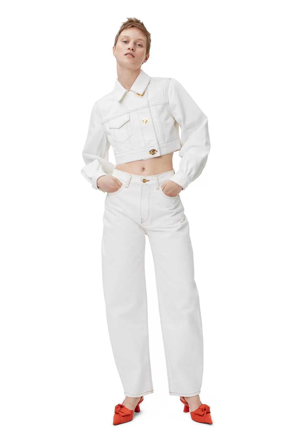 GANNI Hosen<Weise Stary-Jeans Bright White