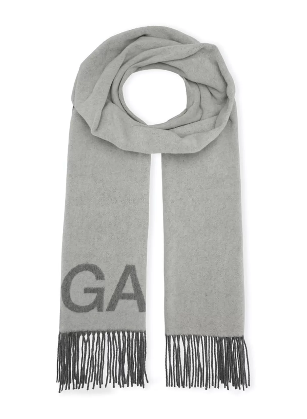 GANNI Schals<Wool Mix Fringed Wool Scarf Paloma Melange